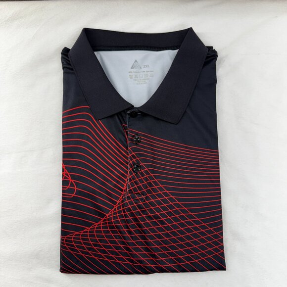 SR Speed Your Run Men's Black Red Striped Designed Golf Polo Shirt, Size 2XL - Picture 4 of 5